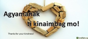 Ilocano Translation - Thanks for your kindness! - Agyamanak ti kinaimbag mo!