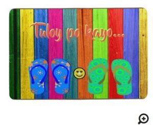 Tuloy po kayo "colorful wood stripes" floor mat
