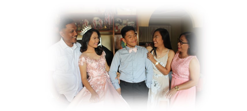 Debutante and family in the Philippines